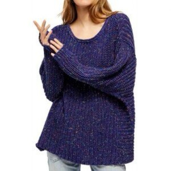 FREE PEOPLE Neon Lights Oversized Sweater in Midnight Aura Combo Size XL - Picture 1 of 7